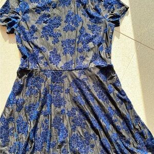 New Look Blue and Black Floral Dress